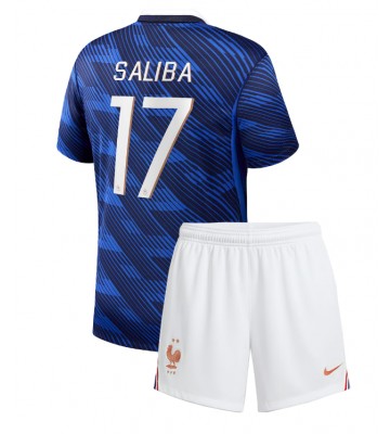 Frankrike William Saliba #17 Hemmaställ Barn VM 2026 Kortärmad (+ Korta byxor)